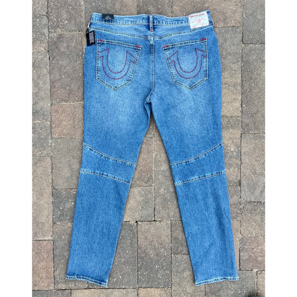 NWT Men's True Religion Rocco Moto relaxed skinny jeans size 36x32 - Picture 4 of 6